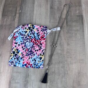 Brighton Women's Necklace Silver Plated Black Tassel Pendant with Bag